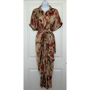 Dress Forum NWT Maxi Praline Bloom Tulip Tie Waist‎ Dress Size M Chic Elegant